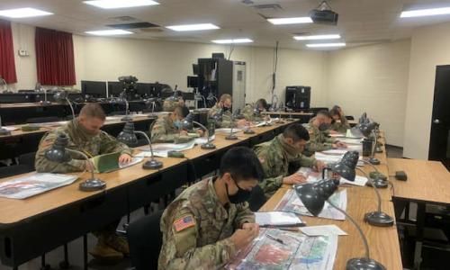 Cadets participating in a call for fire class