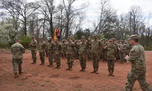 Newly contracted cadets being sworn in