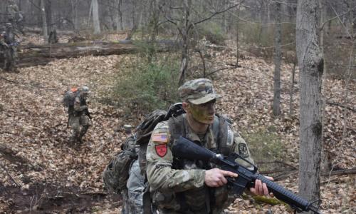 Cadets marching to PLT Defense patrol base